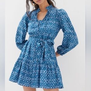 Anthropologie Calanthe Mini Shirt Dress Blue SZ Large